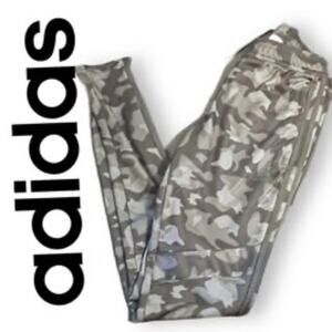 EUC Adidas Women's Tiro Allover Dove Grey Print Track Pants #GE4790 Size Medium